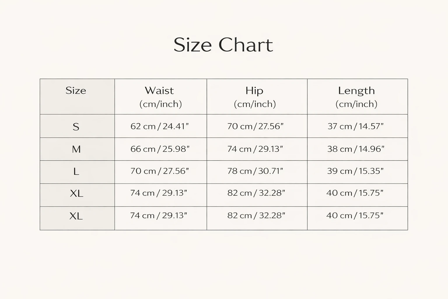 Size Chart